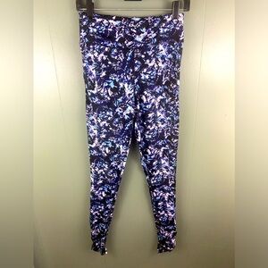 Gaiam Om - High Rise Black/Purple/Blue Yoga Leggings with Pocket - Small